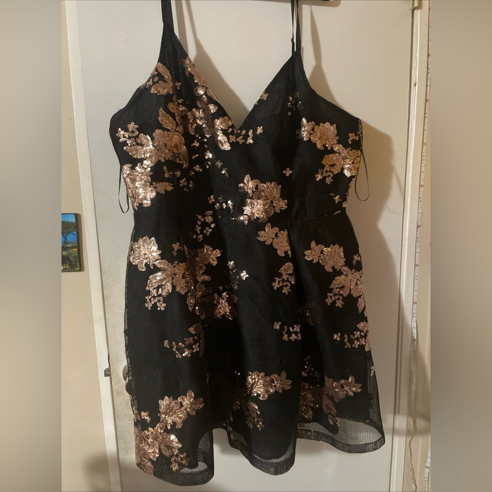 Fashion Nova Magnificent Sequin Mini Dress - Black/Rose Gold Size 3XL *New W Tag